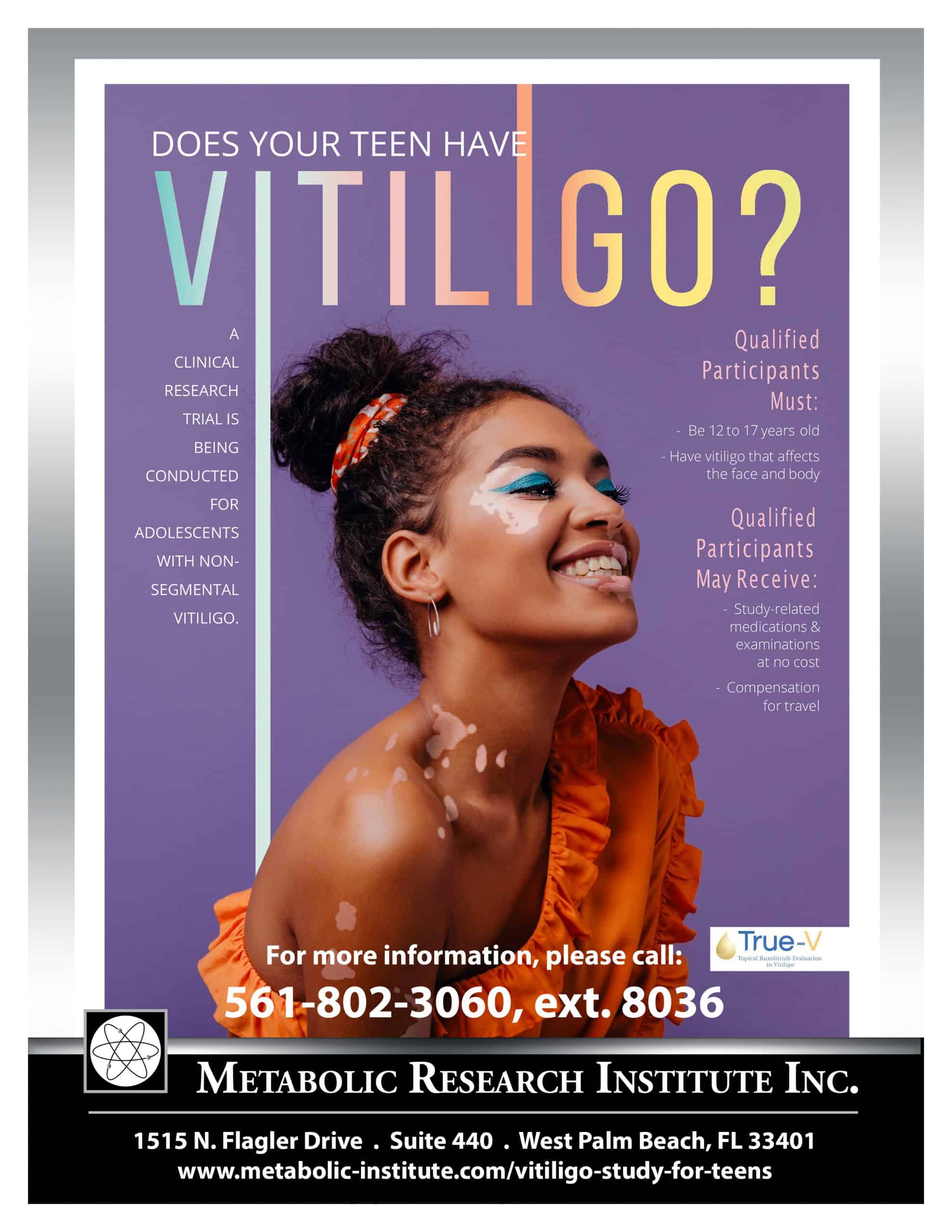 Vitiligo Study For Teens Clinical Study FLyer