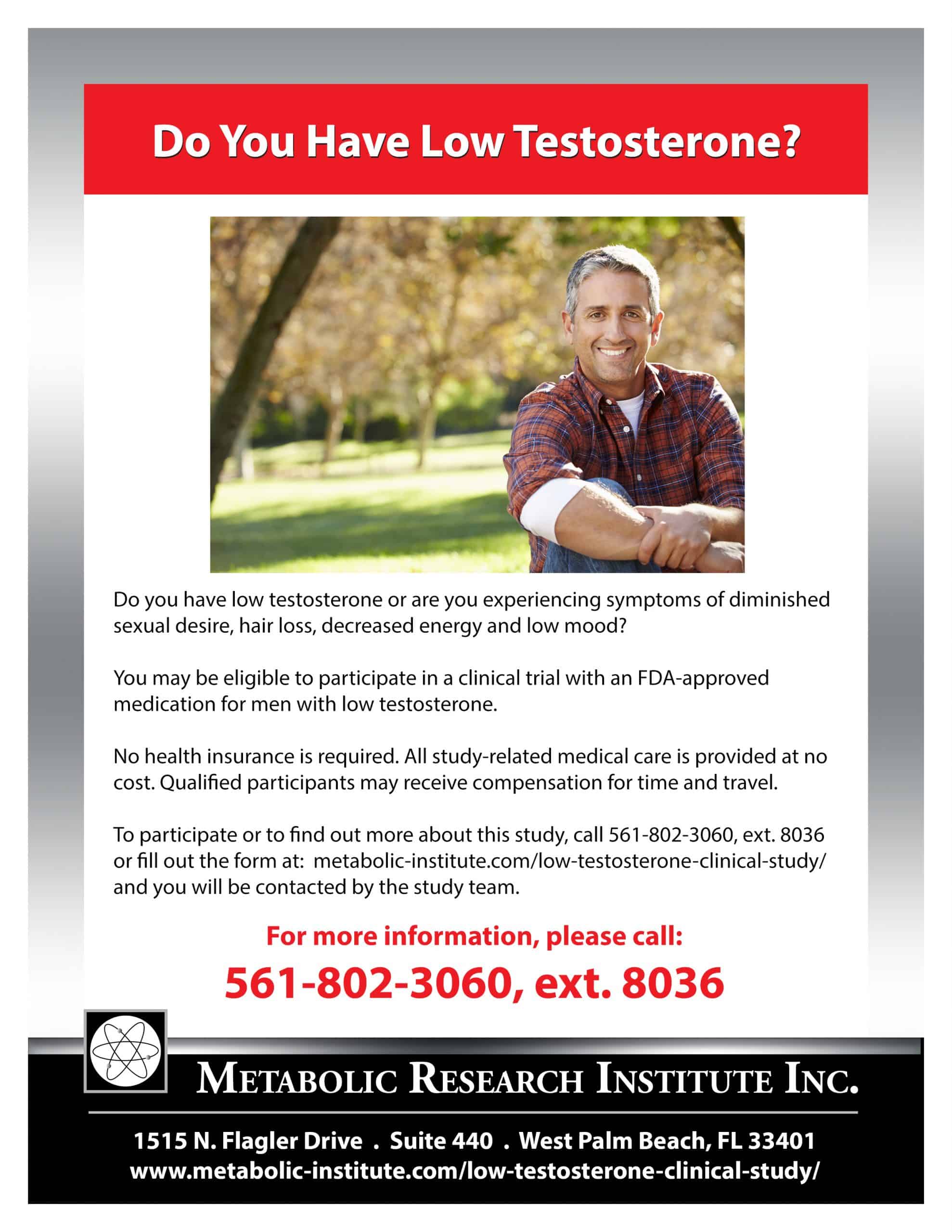 Low Testosterone Clinical Research Study in West Palm Beach FL