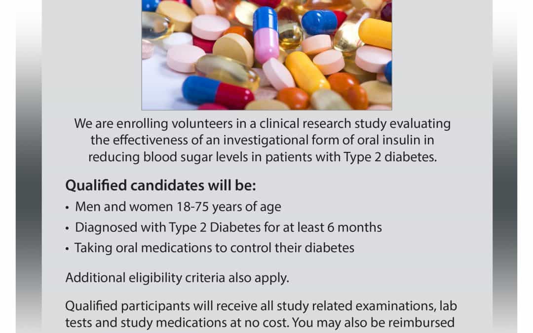 Oral Insulin for Type 2 Diabetes Study flyer
