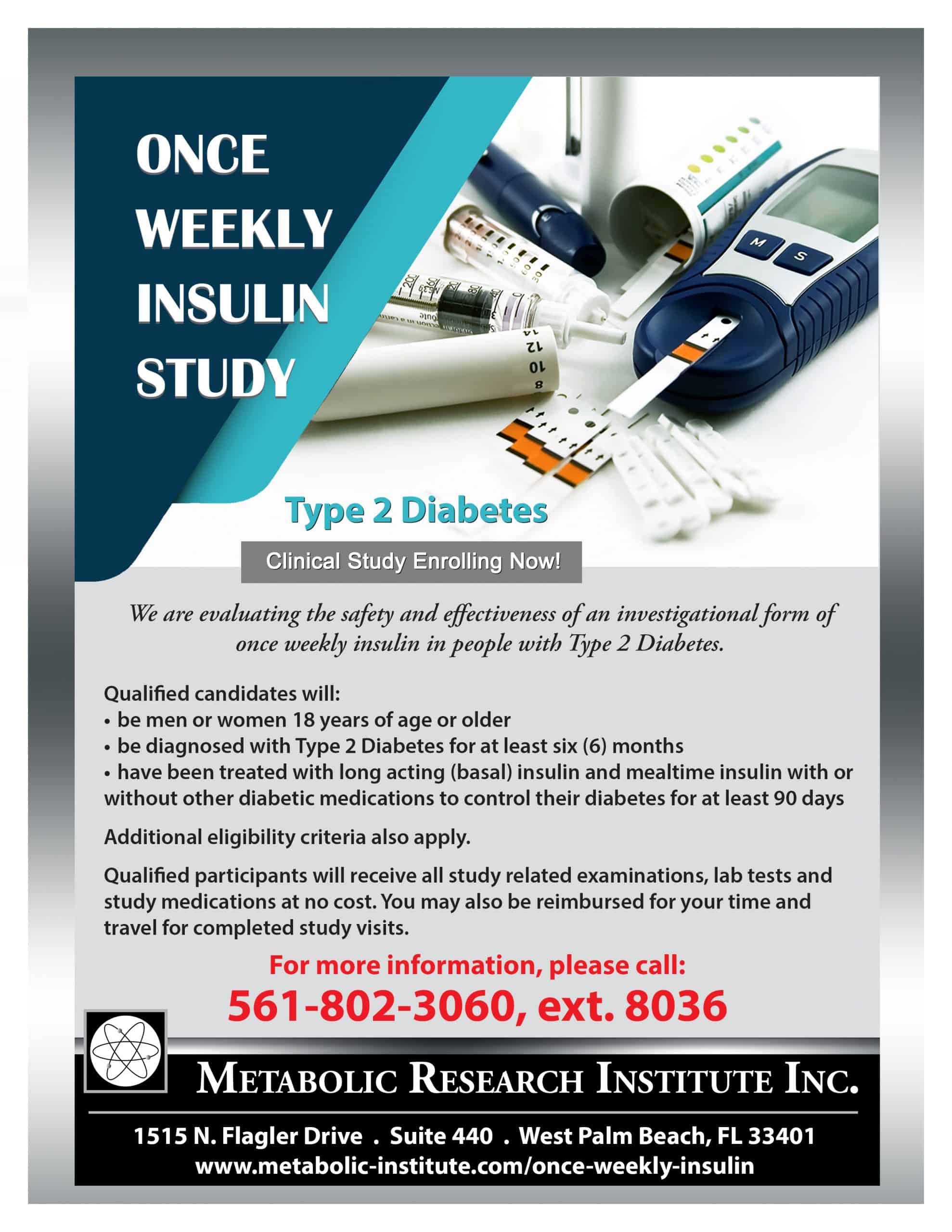 ONce Wekly Insulin for Type 2 Diabetes Study Flyer