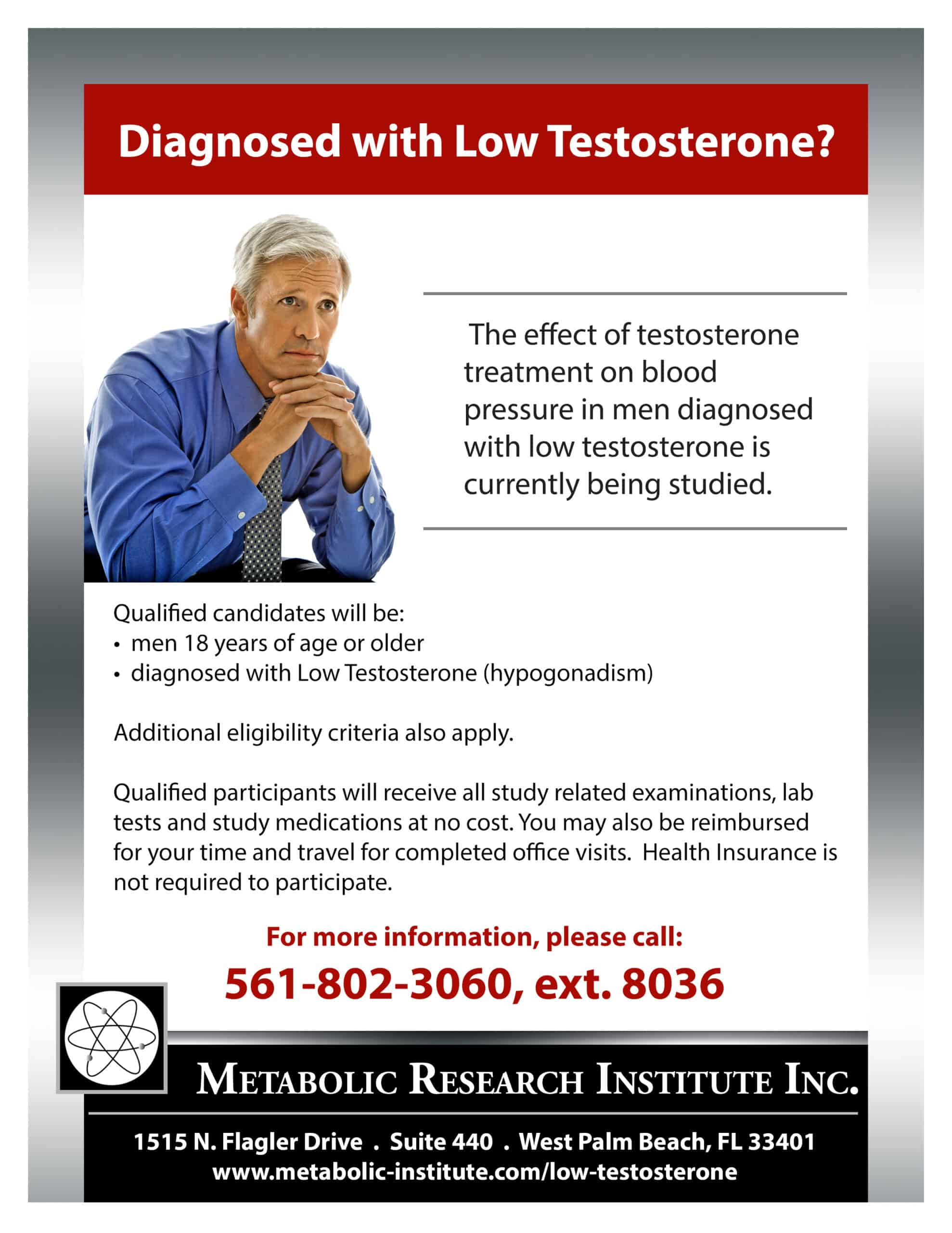 Low Testosterone in Men  - Clinical study flyer