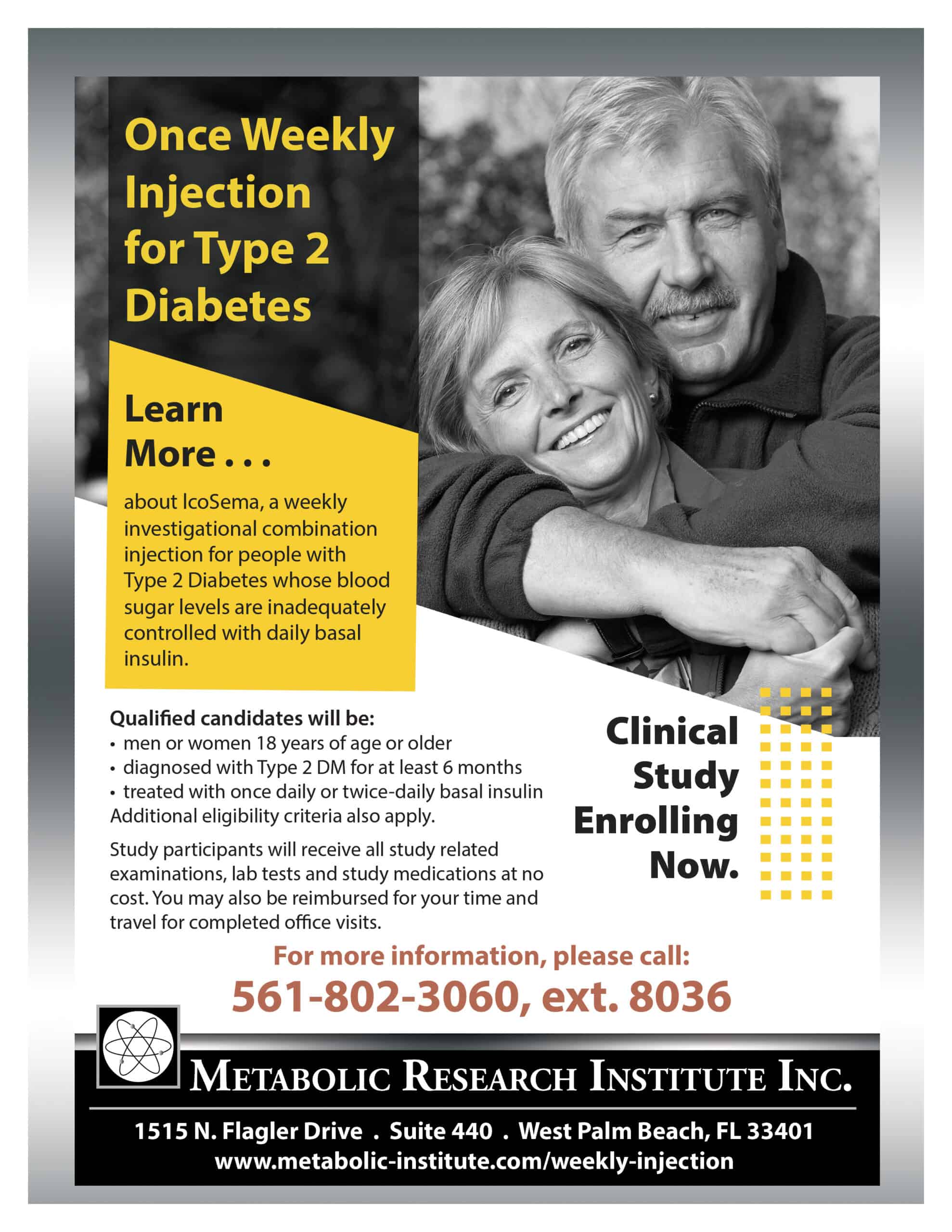 Once weekly insulin for Type 2 Diabetes clinical Study flyer