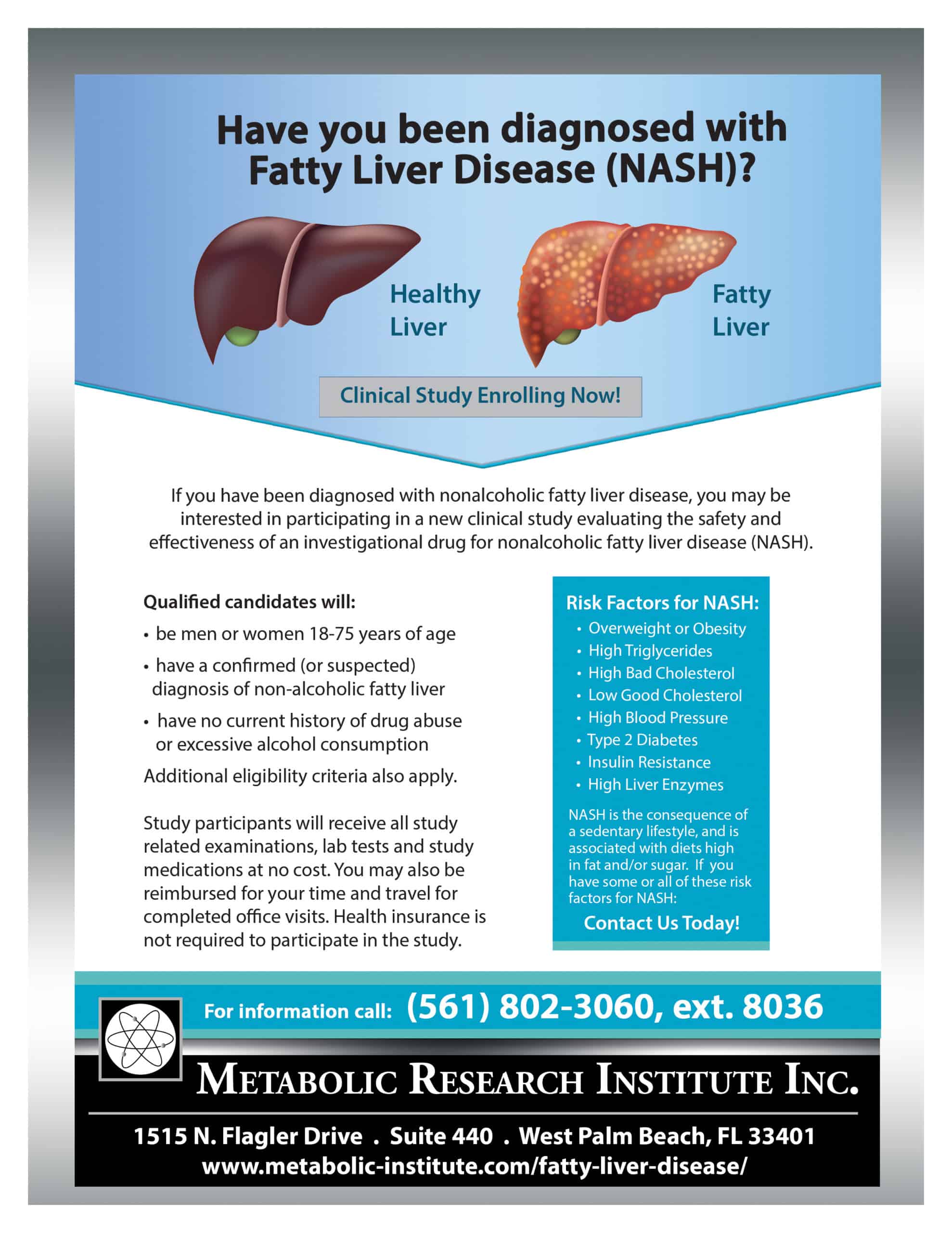 Fatty Liver Disease (NASH) clinical study flyer