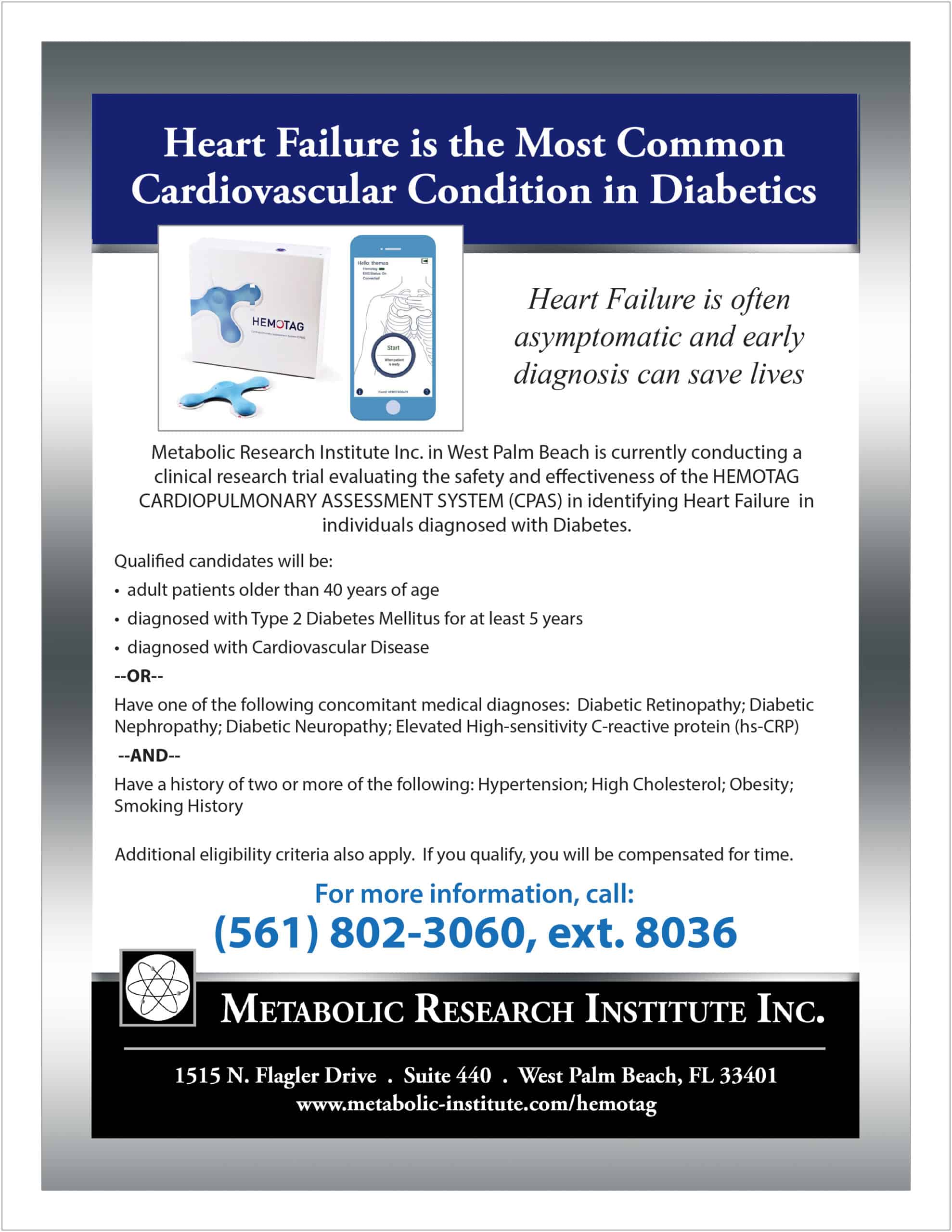 HEMOTAG CARDIOPULMONARY ASSESSMENT SYSTEM (CPAS) Clinical Study Flyer