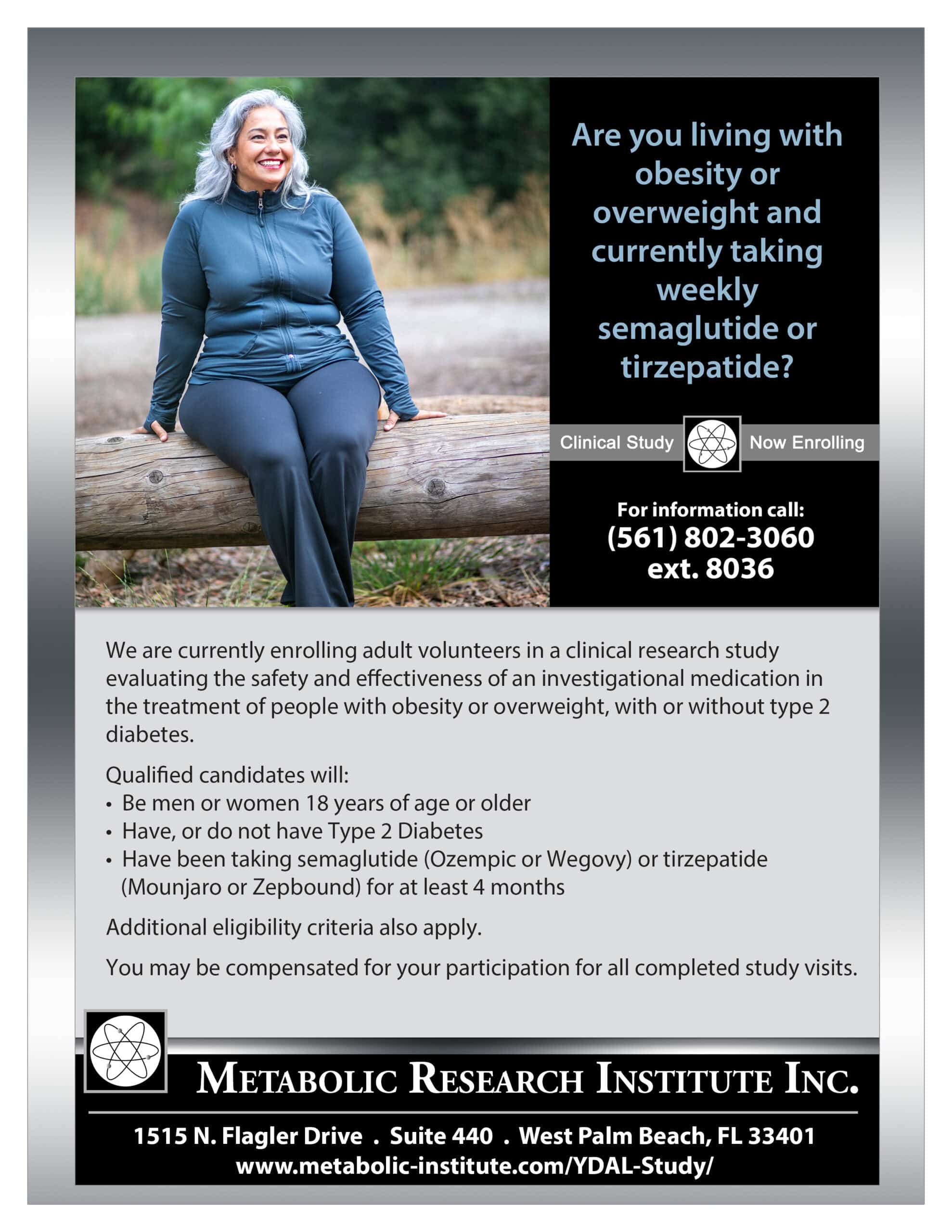 MRI-EL-YDAL-Flyer-021926 copy Clinical Study for Obese or Overweight Adults enrolling now in West Palm Beach, FL